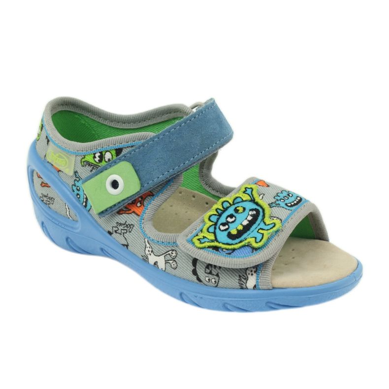 Sandale kožni umetak Befado 433P plava narančasta siva 1