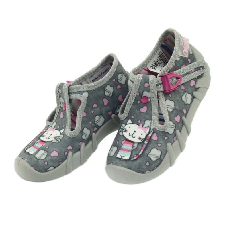 Kitten Befado 110p326 papuče bijela siva ružičasta 4