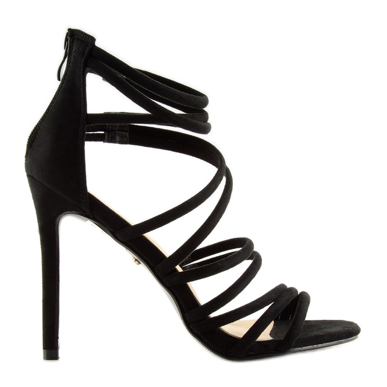 Crne LE039 crne sandale na visokoj potpetici crna 1