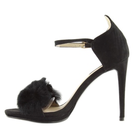 Crne sandale na visoku petu L6120 Crna 2