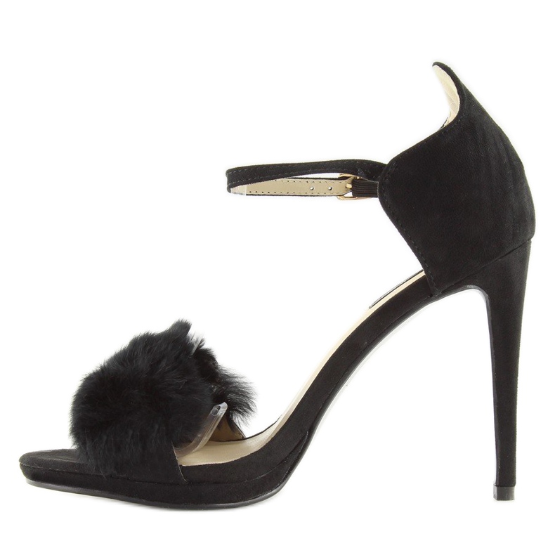 Crne sandale na visoku petu L6120 Crna 2