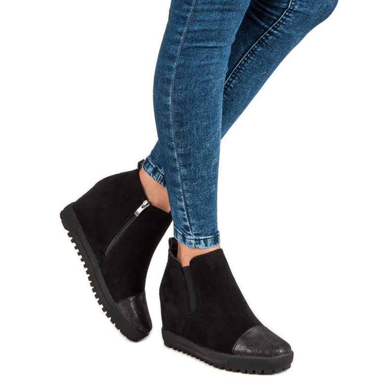 Filippo Čizme do gležnjača od antilopa na klin crno 1