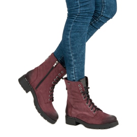 VINCEZA čizme na vezanje crvena 2