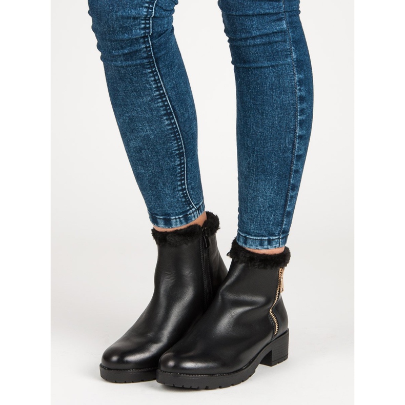 J. Star Modne čizme s krznom crna 1