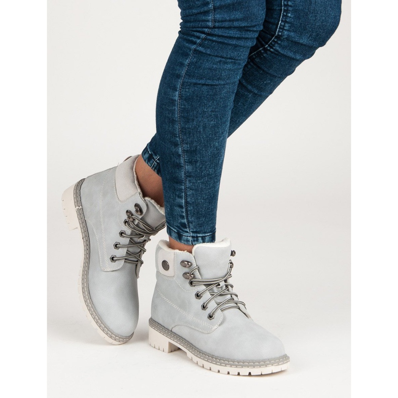 Filippo Sive čizme s kaputom od ovčje kože siva 2