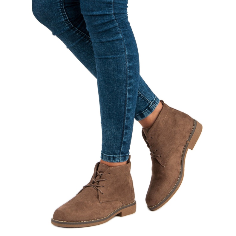 Čizme s niskim vezanjem do gležnja smeđa 2