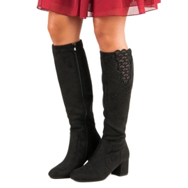 Elegantne čizme na visoku petu crna 1