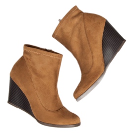 Corina Čizme do gležnjača od antilopa na klin smeđa 1