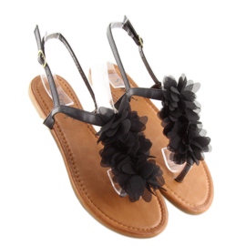 Crne sandale s cvijećem CK36P Crna 2