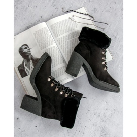 Seastar Čizme na čipku s krznom crno 1