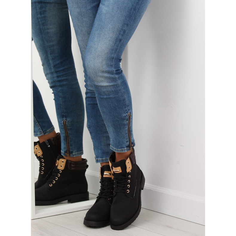 Crne ženske drvene čizme ZH788 Crne crna smeđa 2