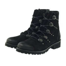 Ženske čizme Badura ukrašene gumbima i rhinestones crna 3