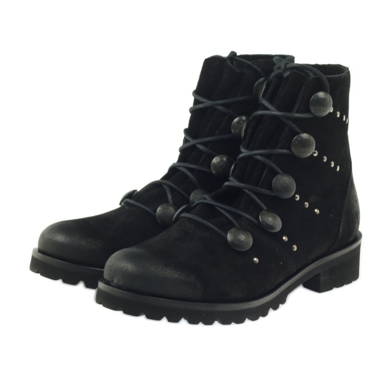 Ženske čizme Badura ukrašene gumbima i rhinestones crna 3