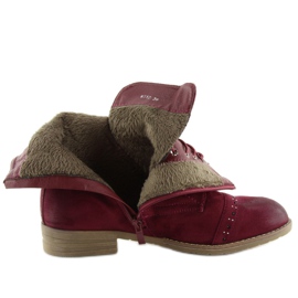 Čizme na vezanje W312 Vino bordo crvena 1