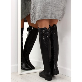 Crne A-12 Crne mušketirske čizme crna 1