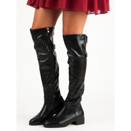 Crne čizme do butina s patentnim zatvaračem crno 1