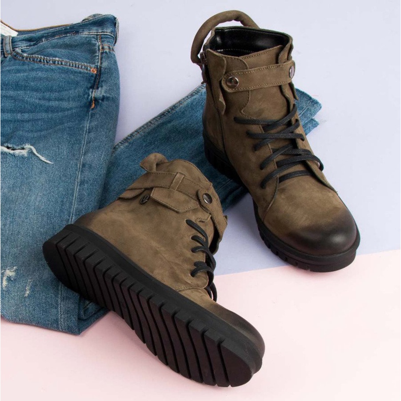 Khaki VINCEZA Radničke čizme zelena 2