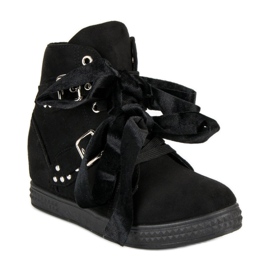 Super Me Crne tenisice s mašnicama crna 1