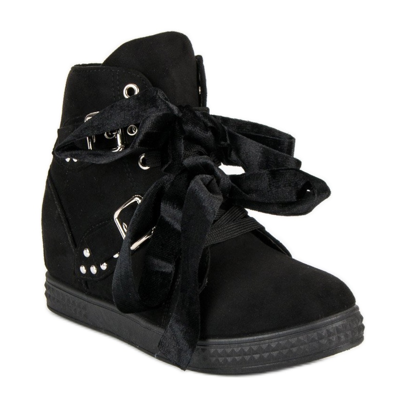 Super Me Crne tenisice s mašnicama crna 1