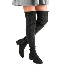 Čizme od bedra od antilopa s vezom crna 2