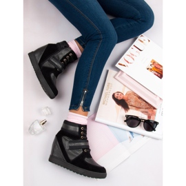 J. Star Cipele na klin na vezanje crno 1