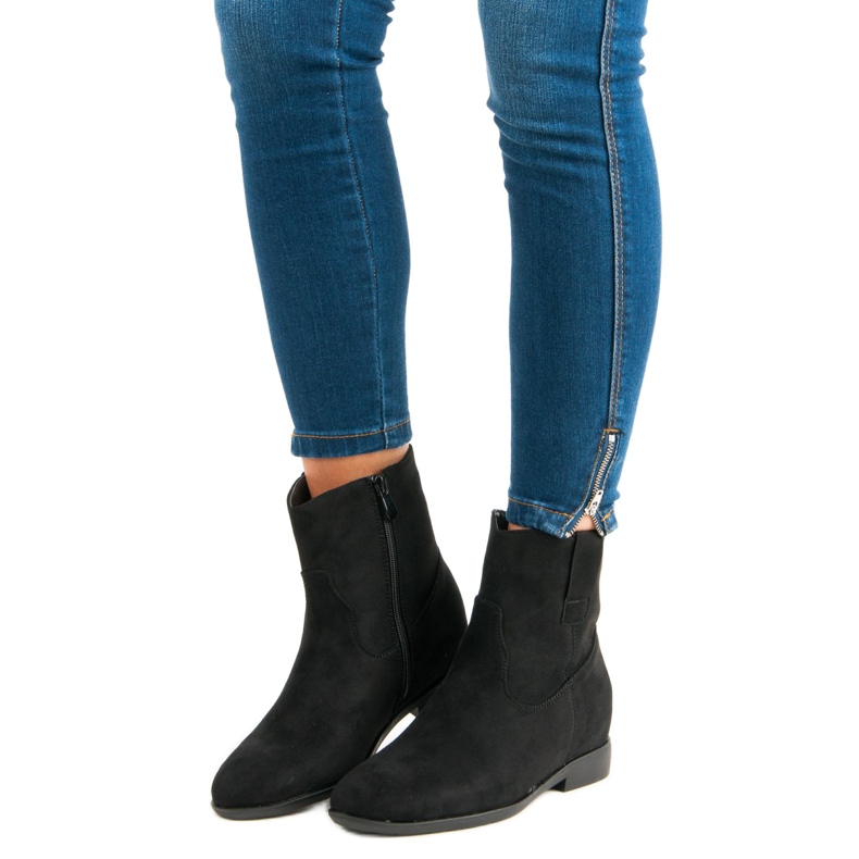 Lucky Shoes Gležnjače od antilopa s patentnim zatvaračem crna 1