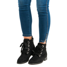 Suede čizme na čipku crna 1