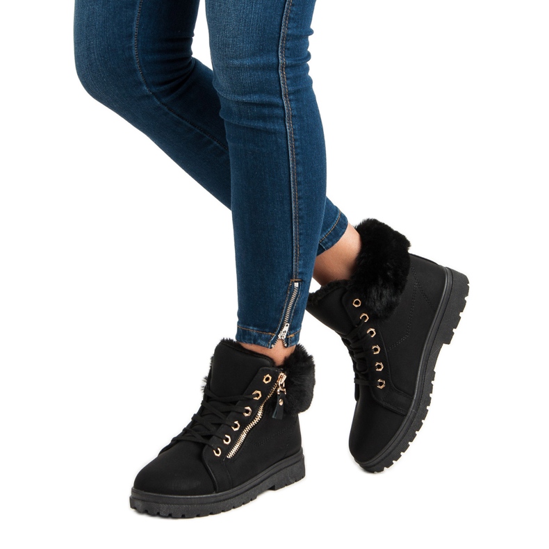 Tople, vezane gležnjače crna 2