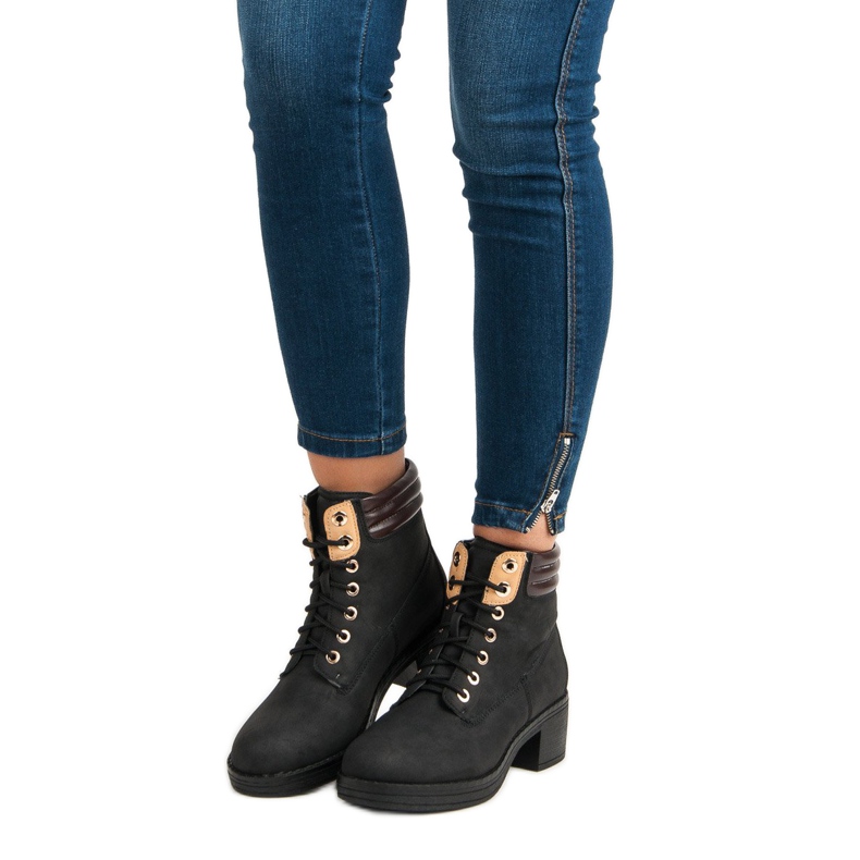 Radničke čizme s visokim potpeticama crna 1