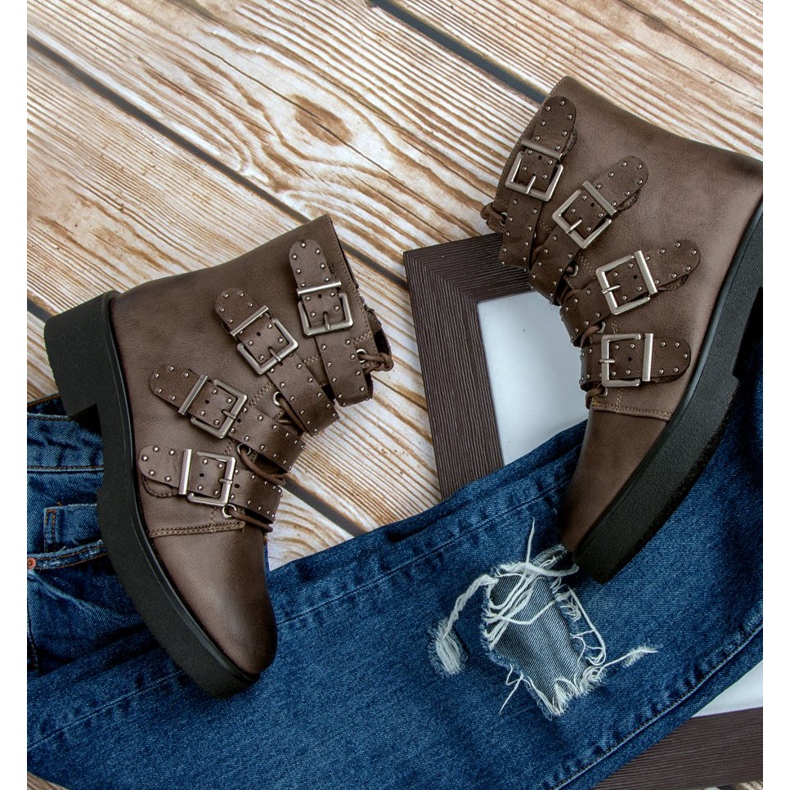 Corina Smeđe radničke čizme smeđa 2