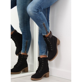 Crne drvene čizme na petu 7-9028 crno 2