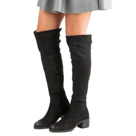 Vinceza Čizme do butina visoke pete od antilopa crno 1