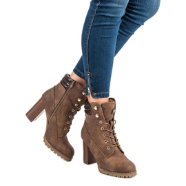 Kayla Vezane gležnjače s visokim potpeticama smeđa 2