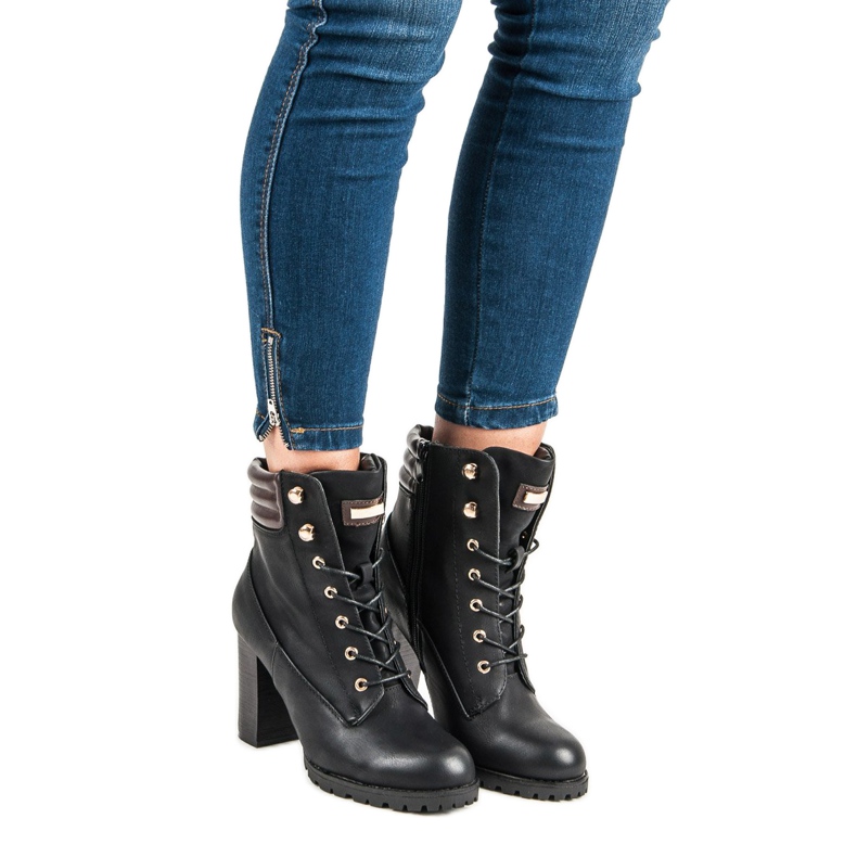 Kayla Vezane gležnjače s visokim potpeticama crna 2