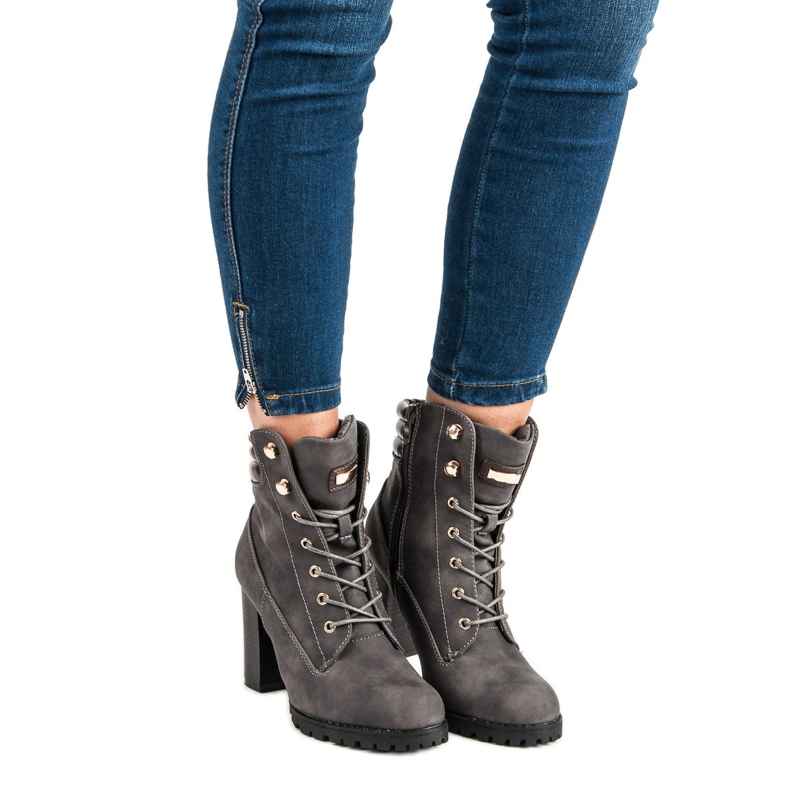 Kayla Vezane gležnjače s visokim potpeticama siva 1