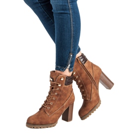 Kayla Vezane gležnjače s visokim potpeticama smeđa 2