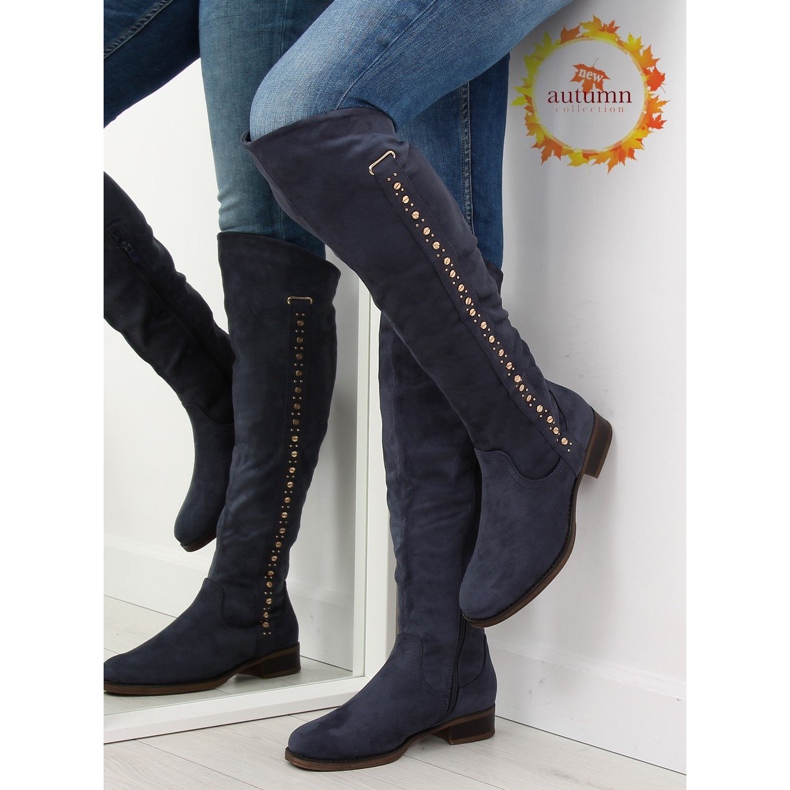 Čizme preko koljena, tamnoplava 990-PG plava mornarsko plava 1