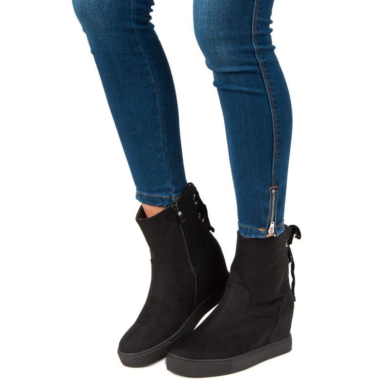 Bestelle Bordo čizme na klin crna 1