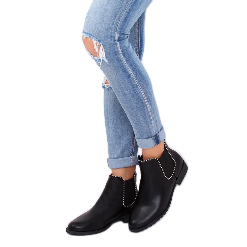 Crne čizme Chelsea s perlicama Q-30 Crna crno 2