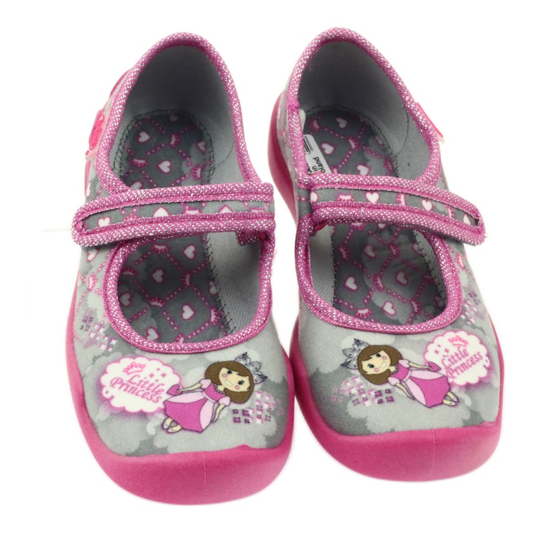 Papuče na čičak Befado 114x305 siva ružičasta 3