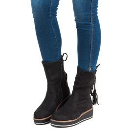 Forever Folie Čizme do gležnjača od antilopa na klin crna 1