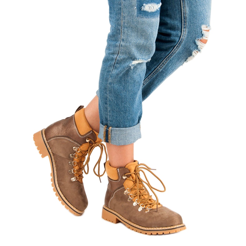 Ženske smeđe planinarske čizme smeđa 2