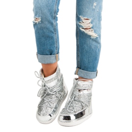 Modne srebrne čizme za snijeg siva 1