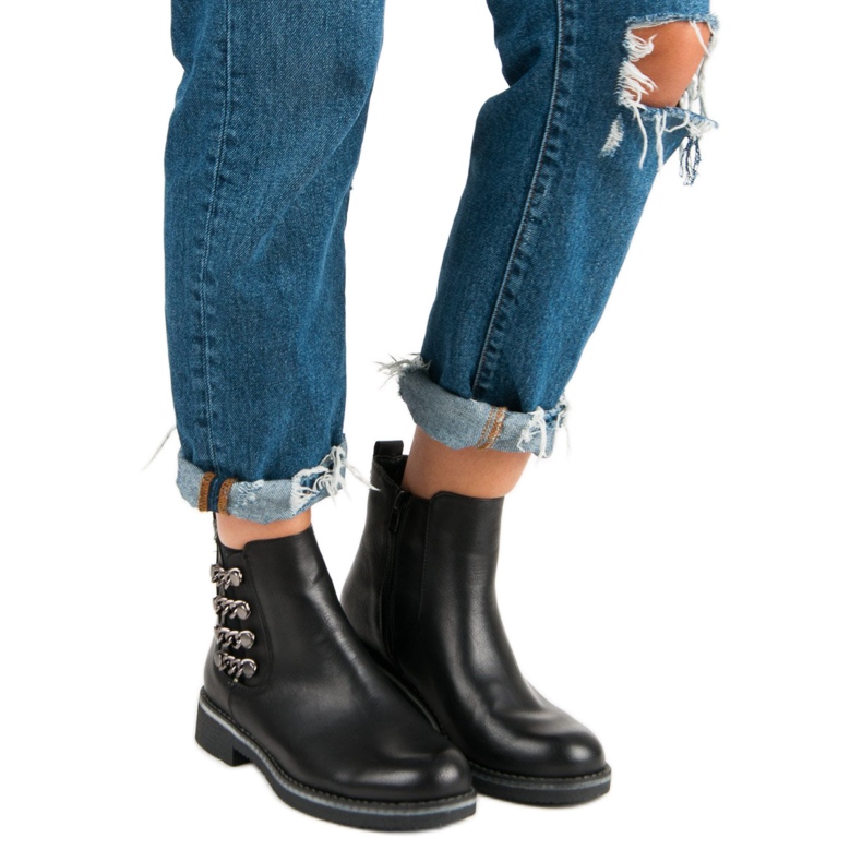 Forever Folie Crne čizme na ravnoj peti crna 1