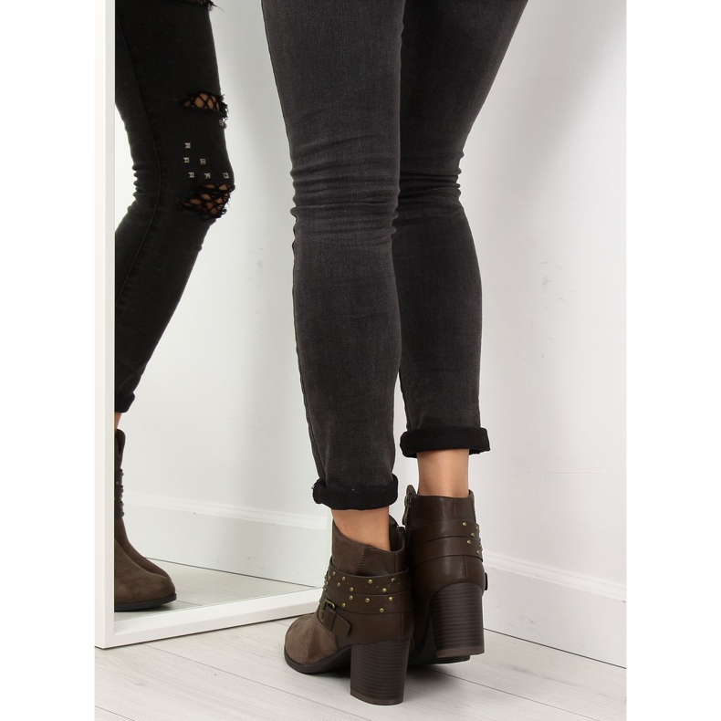 Smeđe čizme G-36 Taupe na stabilnoj peti smeđa 2