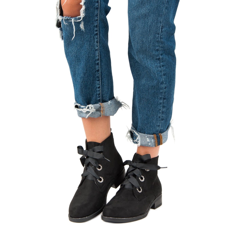 Seastar Vezane čizme od antilopa crno 1