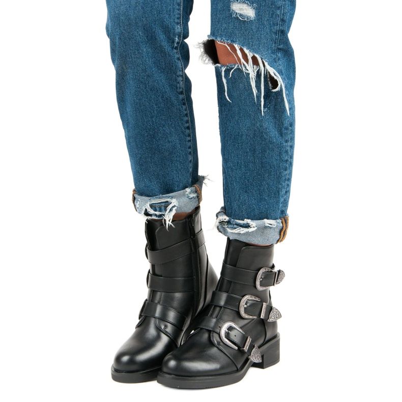 Ideal Shoes Modne jesenske čizme crno 1