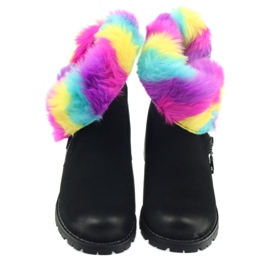 Sergio Leone Čizme s krznom u boji s patentnim zatvaračem crno raznobojna 5