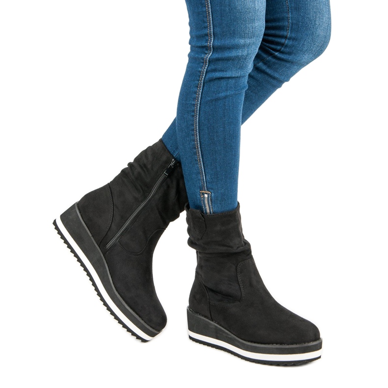 Primavera Crne čizme na klin crna 2