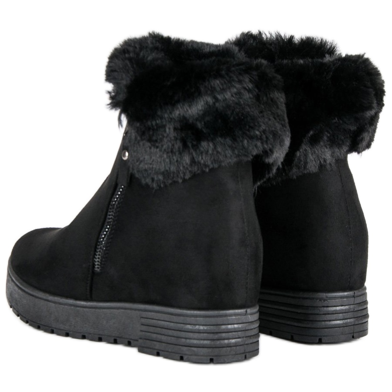 Lucky Shoes Crne čizme na klin crno 2